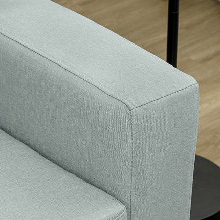 2-Seater Sofa, Light Grey, Solid Wood Frame, Metal Legs