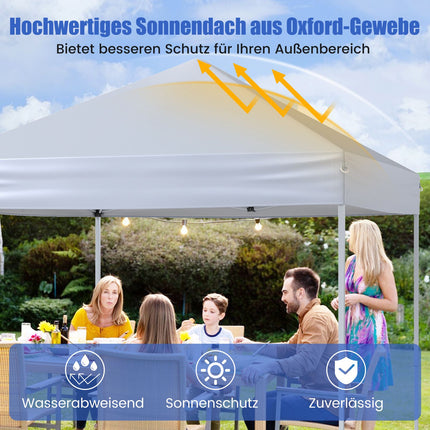 2x2m uznirstošais paviljons, ūdensizturīgs, UV 50+, balts