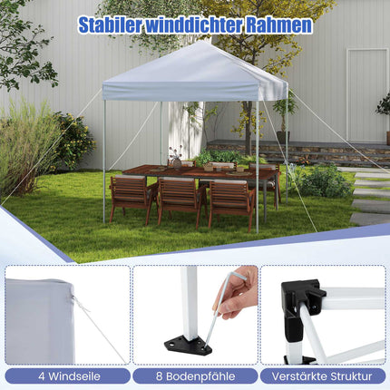 2x2m uznirstošais paviljons, ūdensizturīgs, UV 50+, balts