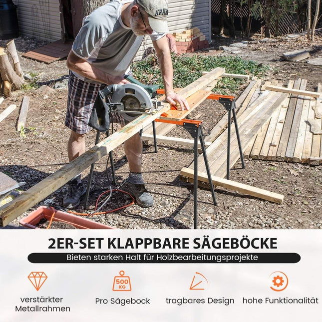 2 x zāģa statīva darba estakādes, salokāmas sastatņu estakādes var izturēt līdz 500 kg, 96,5 x 47 x 76 cm