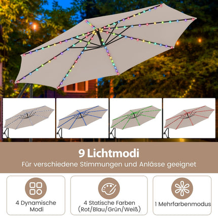 300 cm konsoles lietussargs ar LED gaismām, bēšs
