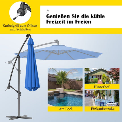300 cm LED terases saulessargs ar saules gaismām, zils