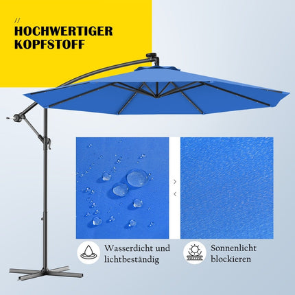 300 cm LED terases saulessargs ar saules gaismām, zils