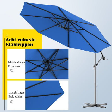 300 cm LED terases saulessargs ar saules gaismām, zils