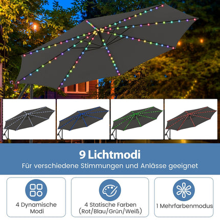 300 cm terases saulessargs ar LED gaismām, regulējams slīpums