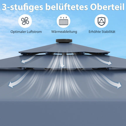 300 cm terases saulessargs ar saules LED gaismām, noliecams