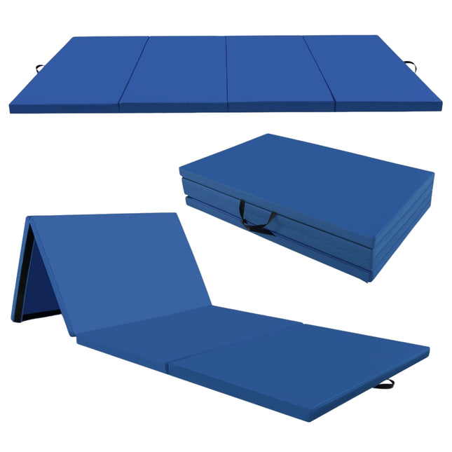 300 x 117 x 5 cm mīksts grīdas paklājiņš vingrošanas paklājiņš saliekams vingrošanas paklājiņš no mākslīgās ādas, zils