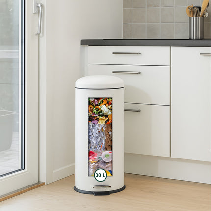 30 litru metāla un plastmasas virtuves atkritumu tvertne, kājas pedālis