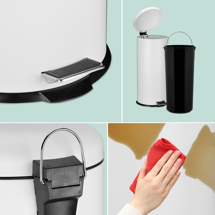 30 litru metāla un plastmasas virtuves atkritumu tvertne, kājas pedālis