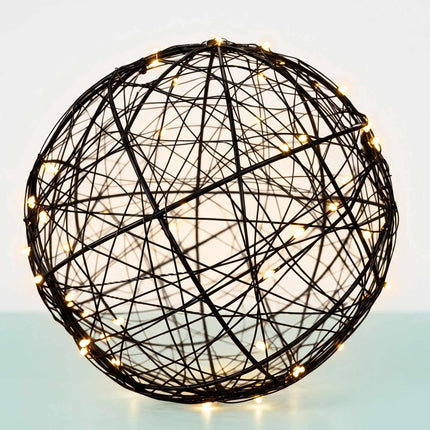 30 cm melna LED dekoratīvā lode – silti balta gaisma