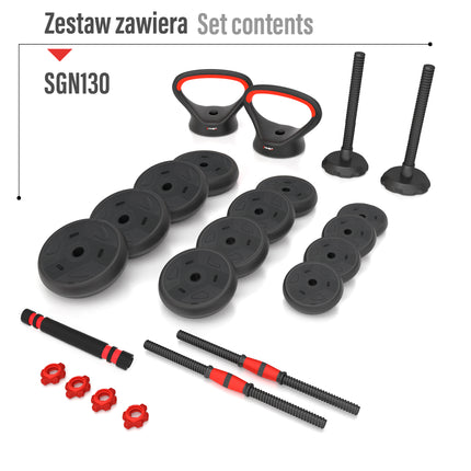 30 kg regulējams hanteļu komplekts, 6 vienā