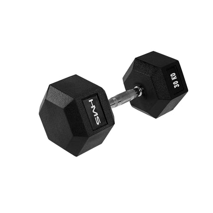 30 kg sešstūra hantele - ar gumijas pārklājumu, neslīdošs rokturis