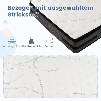 32 cm augsts ar atmiņas putām un dzesējošu želeju bagātināts hibrīda matracis 140 x 200 cm