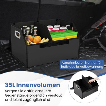 35 litru saliekams automašīnas bagāžnieka organizators ar vāku un nodalījumu