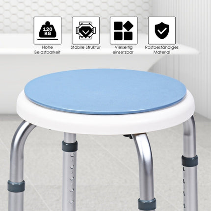 360° rotējošs dušas krēsls, regulējams augstums, zils