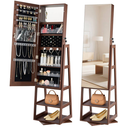 360 Swivel Jewelry Cabinet – Full-Length Mirror, Lockable