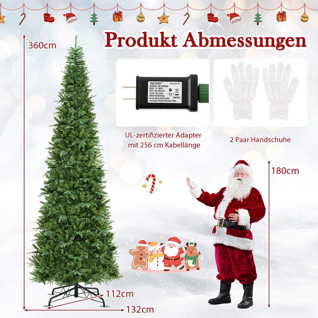 360 cm iepriekš apgaismota mākslīgā Ziemassvētku eglīte, iekštelpām/āram