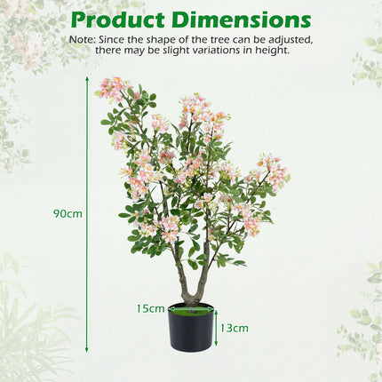 90 cm mākslīgās impatiens ar zīda ziediem, rozā, 2 gab. komplekts
