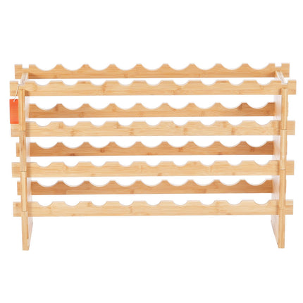 36-Bottle Wine Rack, Stackable 4-Tier Bamboo, Freestanding