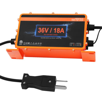 36V 18A Smart Golf Cart Battery Charger, Crowfoot Plug