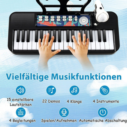 37 taustiņu bērnu elektroniskā klaviatūra ar mikrofonu un statīvu
