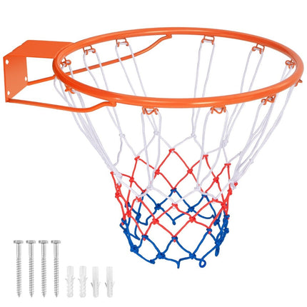 Ø37 cm basketbola grozs ar gredzenu un tīklu durvīm un pie sienas stiprināms iekštelpu mini basketbola grozs, oranžs