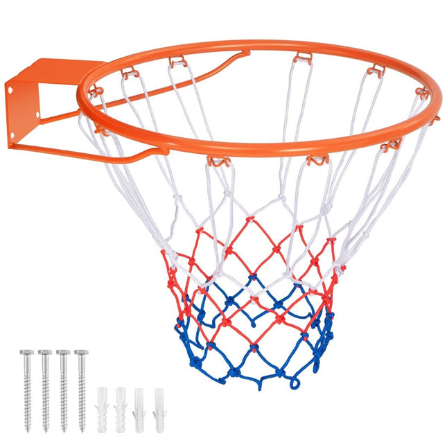 Ø37 cm basketbola grozs ar gredzenu un tīklu durvīm un pie sienas stiprināms iekštelpu mini basketbola grozs, oranžs