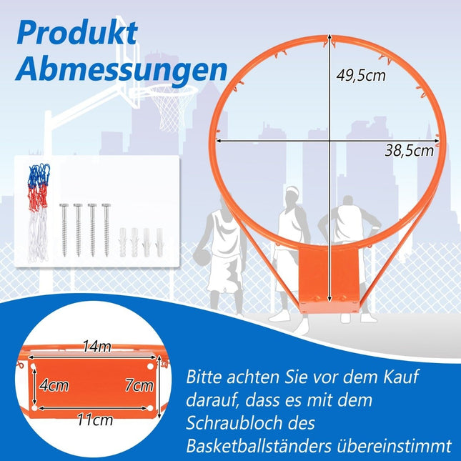 Ø37 cm basketbola grozs ar gredzenu un tīklu durvīm un pie sienas stiprināms iekštelpu mini basketbola grozs, oranžs