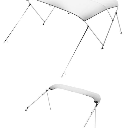 3 Bow Boat Bimini Top, 600D, Aluminum Frame, Light Grey