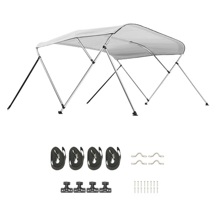 3 Bow Boat Bimini Top, 600D Polyester, Aluminum Frame, 6 Ft