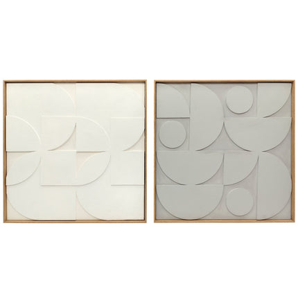 3D ģeometriskas sienas mākslas komplekts, 2 daļas, 80x80 cm, balts