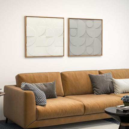 3D ģeometriskas sienas mākslas komplekts, 2 daļas, 80x80 cm, balts