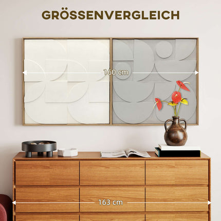 3D ģeometriskas sienas mākslas komplekts, 2 daļas, 80x80 cm, balts