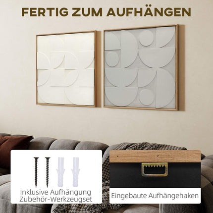 3D ģeometriskas sienas mākslas komplekts, 2 daļas, 80x80 cm, balts
