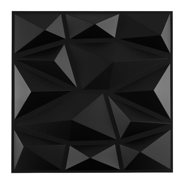 3D sienas paneļi, melns PVC, 50 gab. iepakojumā, 30x30 cm, pārklājums 4,5 m²