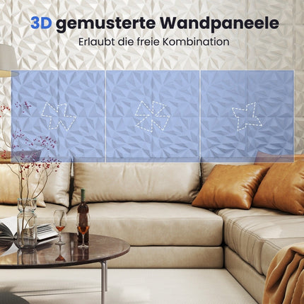 3D sienas paneļi, romba raksts, 20 gab. iepakojumā, 5 m² pārklājums