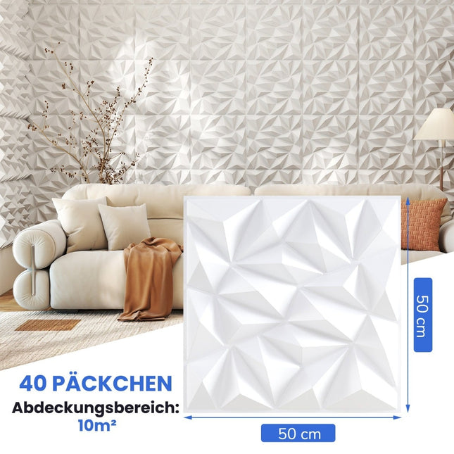 3D sienas paneļi, romba raksts, 50x50 cm, pārklājums 10 m²