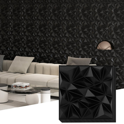 3D sienas paneļi, romba raksts, melni, 5 m² pārklājums