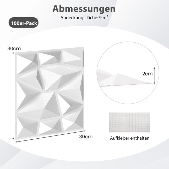 3D sienas paneļi, romba raksts, PVC, 100 gab. iepakojumā, 9 m² pārklājums