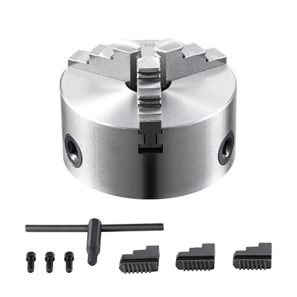 3-Jaw Lathe Chuck 4-Inch, Self-Centering, Reversible Jaws