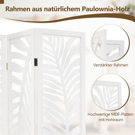 3 paneļu istabas aizslietnis, dabīgs paulonijas koks, balts