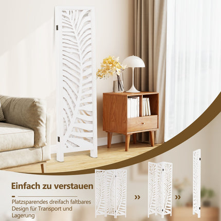 3 paneļu istabas aizslietnis, dabīgs paulonijas koks, balts