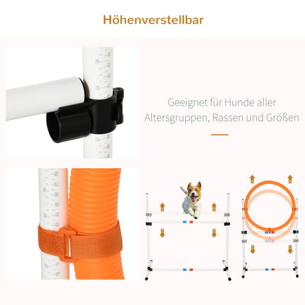 3 daļu suņu veiklības komplekts mājdzīvnieku apmācībai, suņu apmācības komplekts, iekļauta soma, viegli pārnēsājama plastmasa, balts + dzeltens