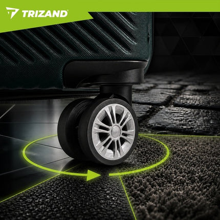 Trīsdaļīgs zaļš ABS bagāžas komplekts ar 360 grādu riteņiem