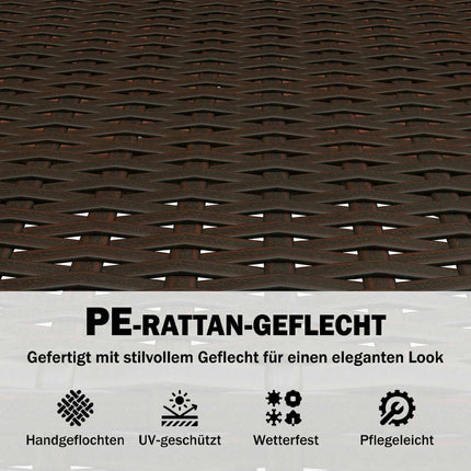 Trīsdaļīgs rotangpalmas bistro mēbeļu komplekts ar spilveniem un koka galdu