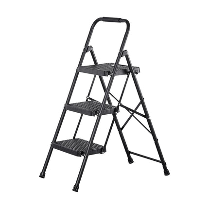 3-Step Folding Steel Ladder, Anti-Slip, 272 kg Capacity