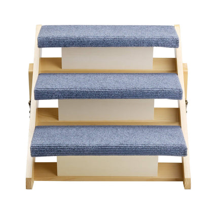 3-Step Wooden Dog Stairs, Foldable, 150 lb Capacity