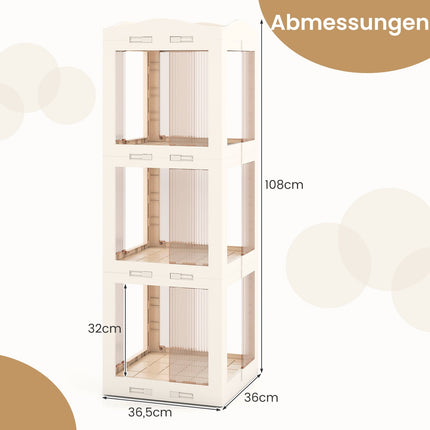 3 līmeņu rotējošs grāmatu plaukts, salokāms, neslīdošs, balts