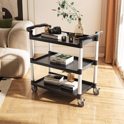 3-Tier Utility Cart, 330 lb Capacity, Swivel Wheels