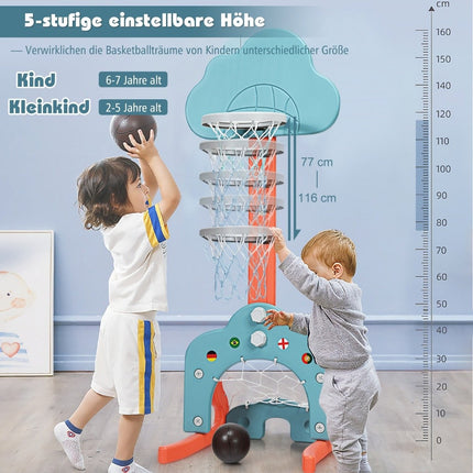 3 vienā regulējams bērnu sporta komplekts: basketbols, futbols, golfs